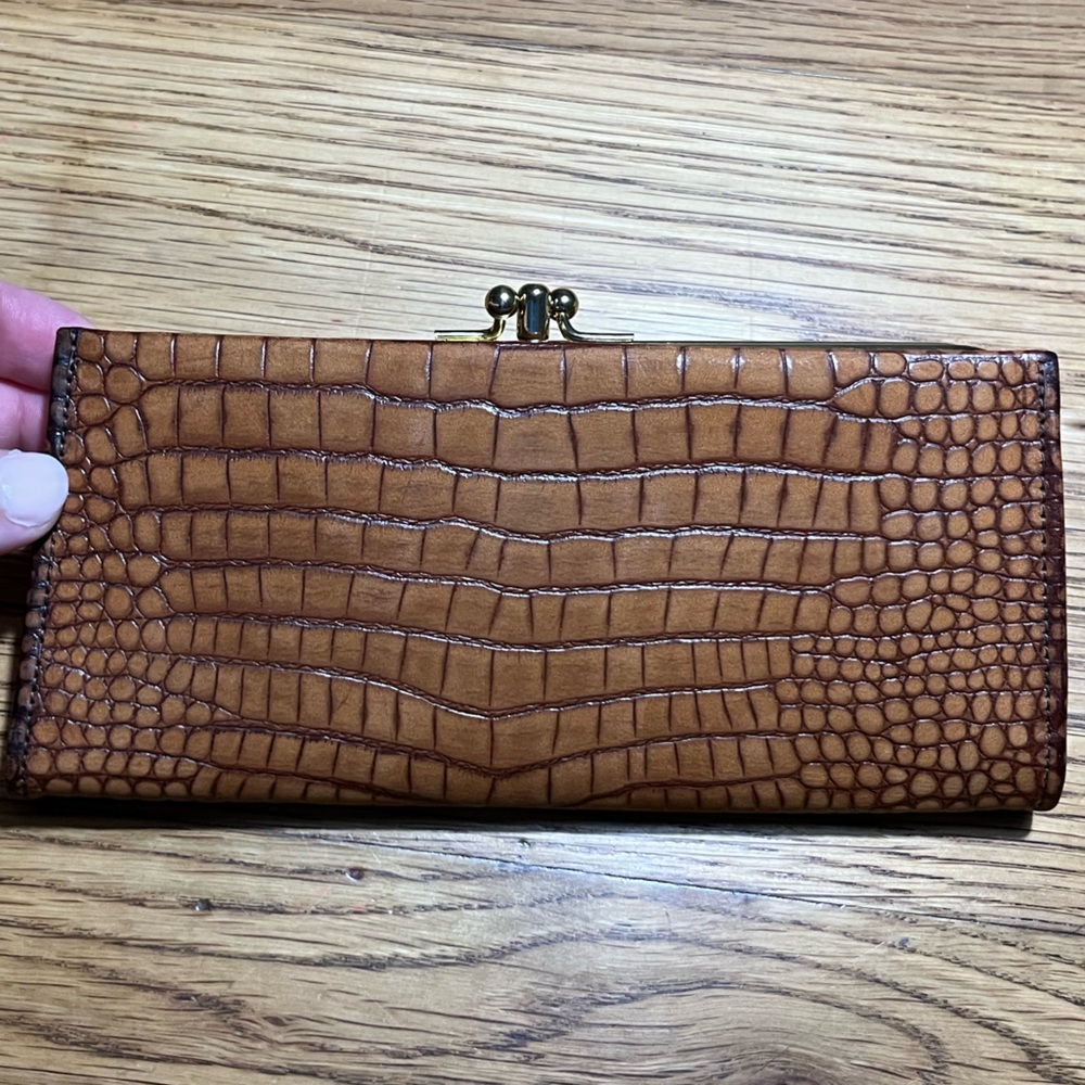 Vintage Noymer Brown Calf Suede & Alligator Leather Wallet | Dual Snap Closure